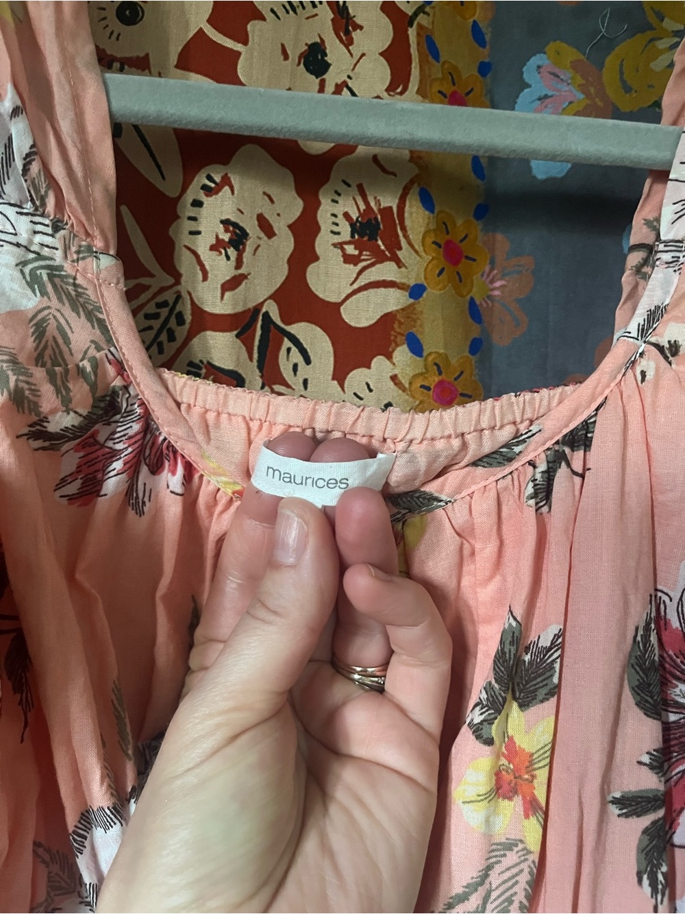 Maurices Boho Peach Floral Cotton Blend Tie-Shoulder Midi Dress Size XS - Picture 3 of 8